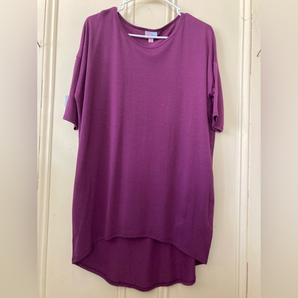 LuLaRoe IRMA High-Low Tunic, XS, in Solid Red Violet Color